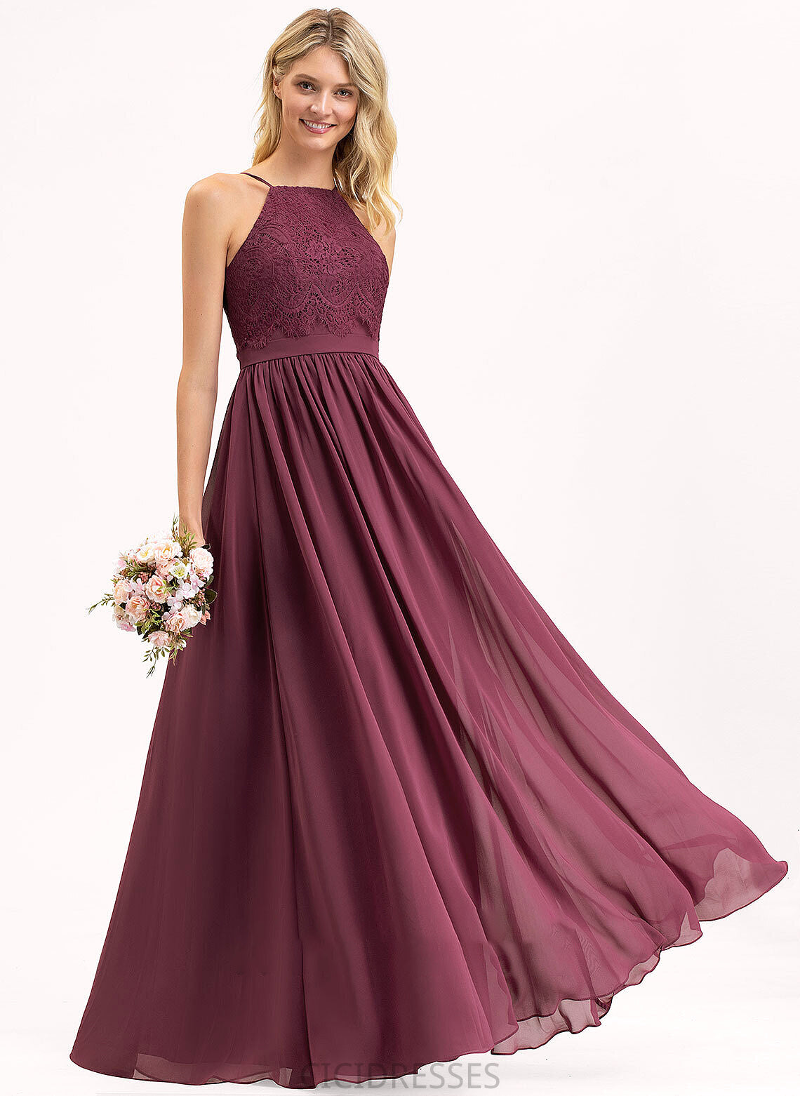 Neckline Length Silhouette Fabric Floor-Length Lace A-Line SquareNeckline Straps Alice Sleeveless Floor Length Bridesmaid Dresses