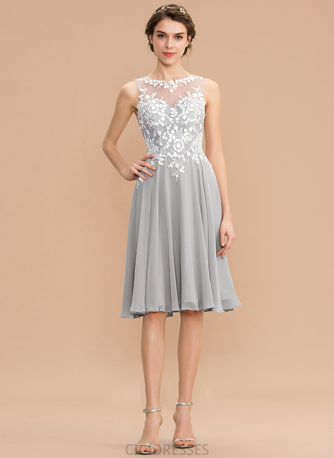 Length Neckline Silhouette Straps Knee-Length A-Line Fabric Lace ScoopNeck Nell A-Line/Princess Scoop Bridesmaid Dresses