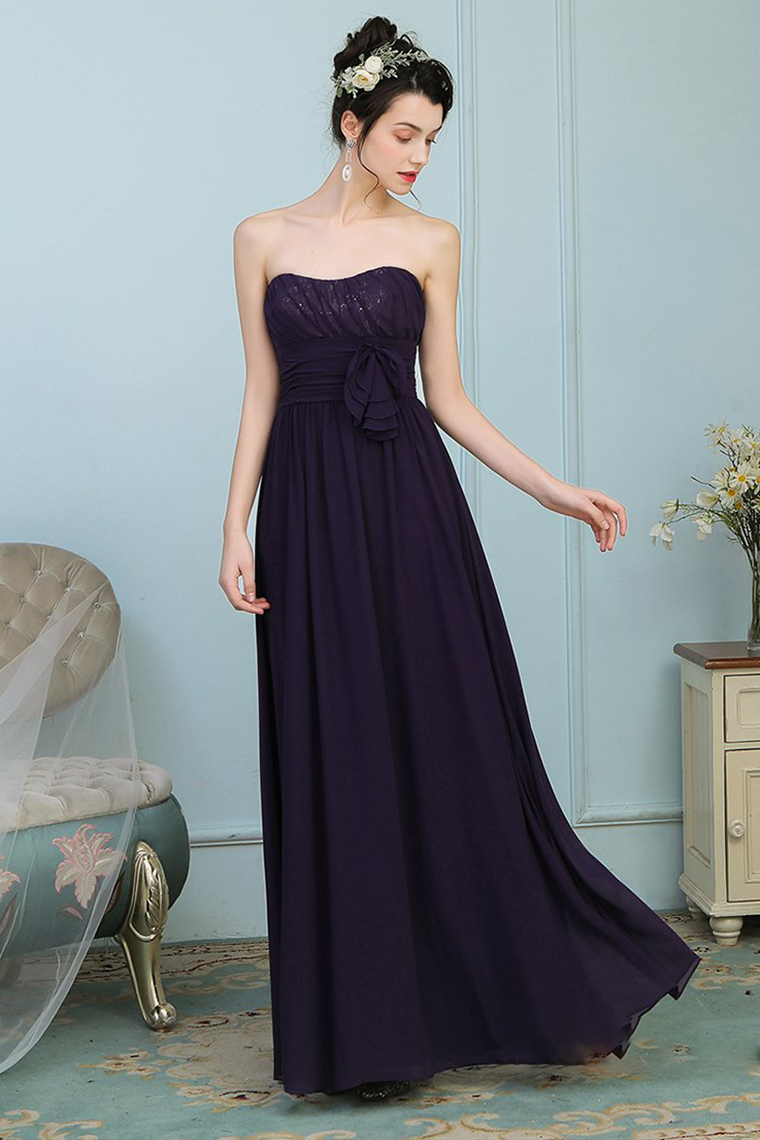 Sarahi Natural Waist Floor Length Sleeveless Chiffon Sweetheart A-Line/Princess Bridesmaid Dresses