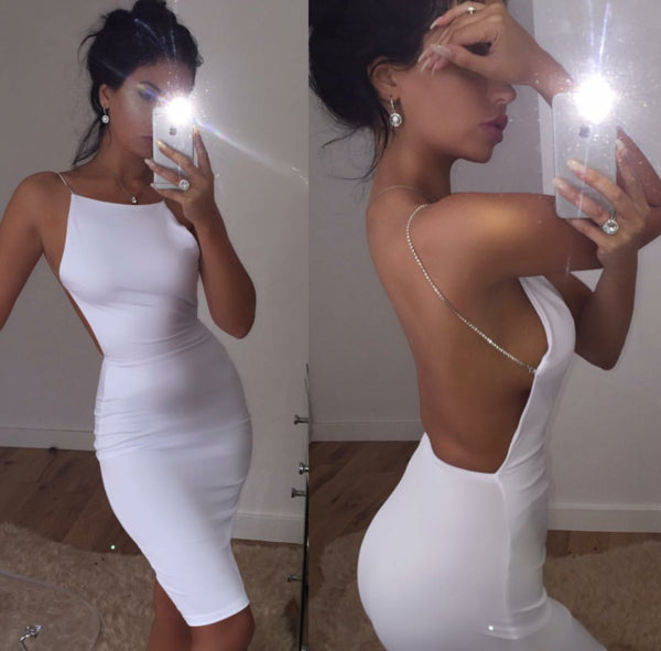 Sheath White Backless Square Above-Knee Prom Dresses