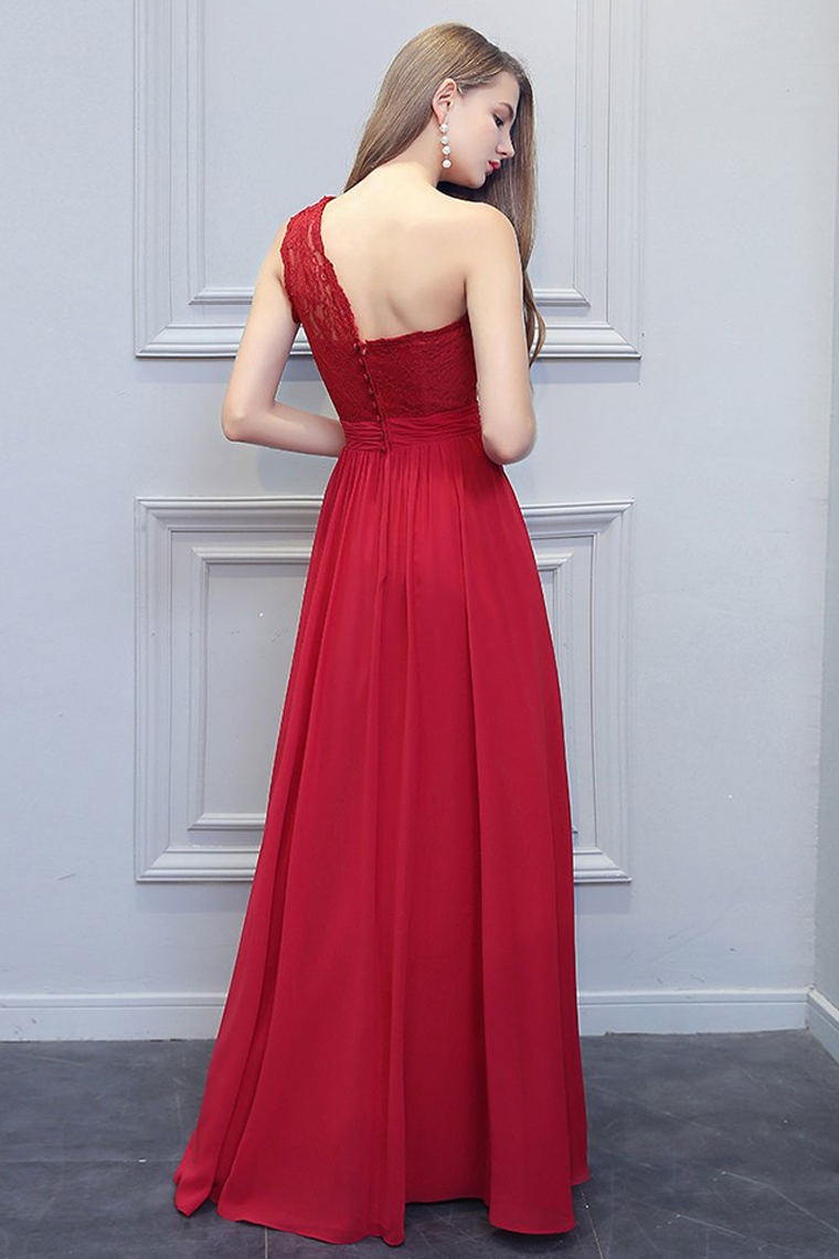 Tori Natural Waist Chiffon Floor Length A-Line/Princess Sleeveless One Shoulder Bridesmaid Dresses