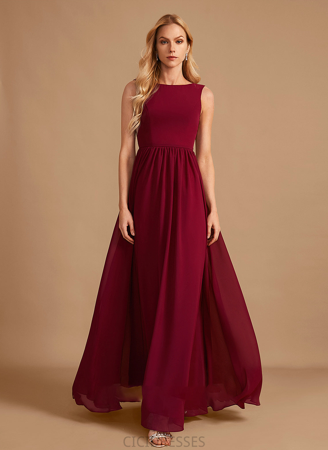 Floor-Length Fabric Embellishment A-Line HighNeck Silhouette Bow(s) Length Neckline Dylan Natural Waist A-Line/Princess Bridesmaid Dresses