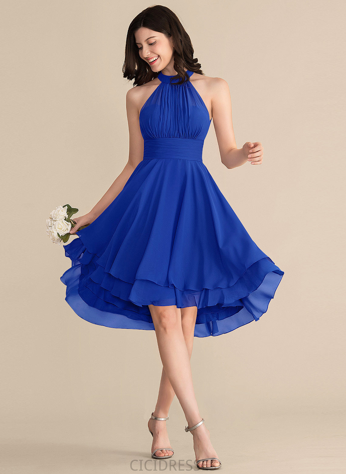 ScoopNeck Asymmetrical Ruffle Neckline Length A-Line Silhouette Fabric Embellishment Shelby Short Sleeves A-Line/Princess Bridesmaid Dresses