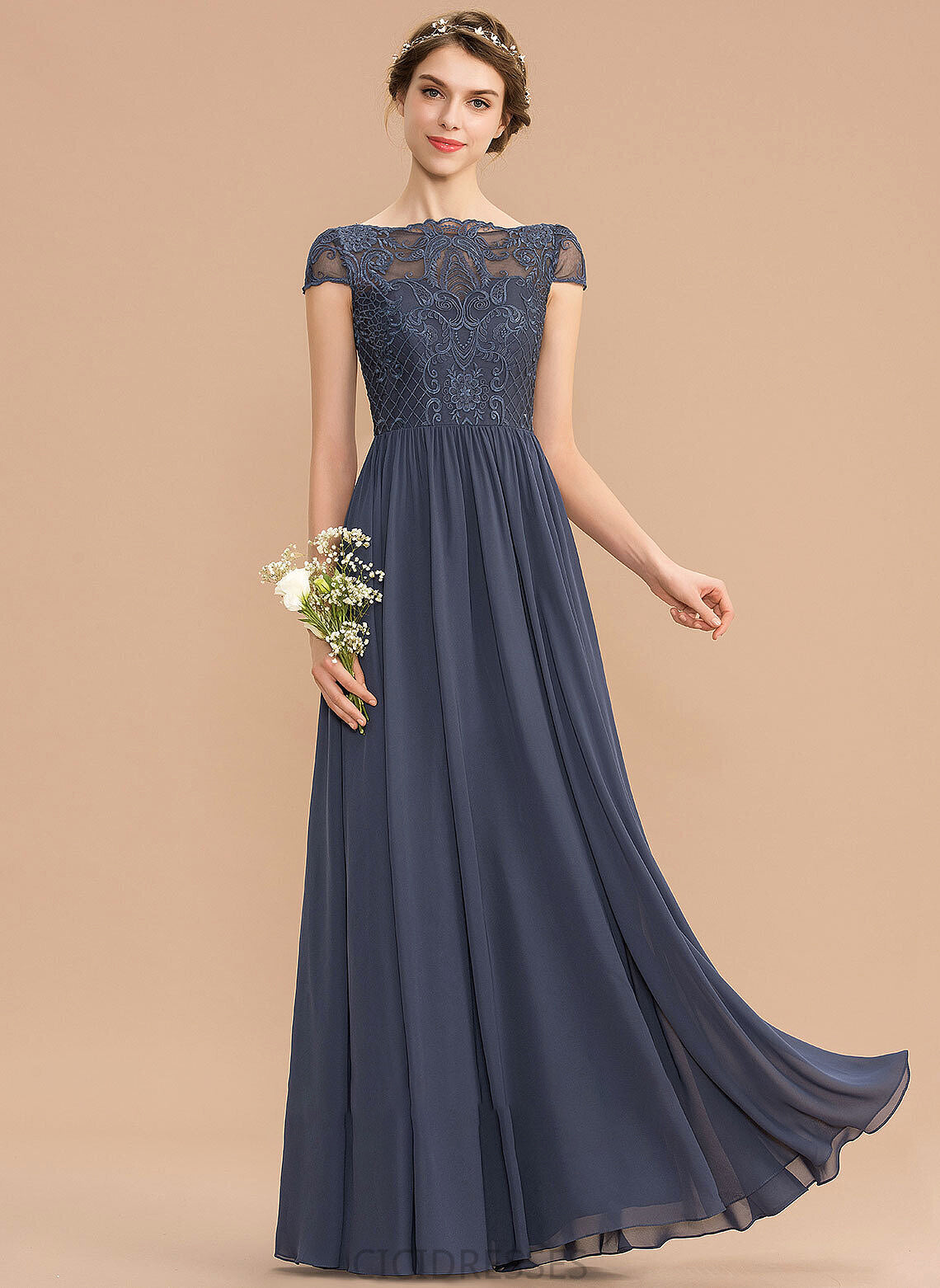 A-Line Lace ScoopNeck Straps Floor-Length Length Fabric Neckline Silhouette Piper Floor Length Sleeveless Bridesmaid Dresses