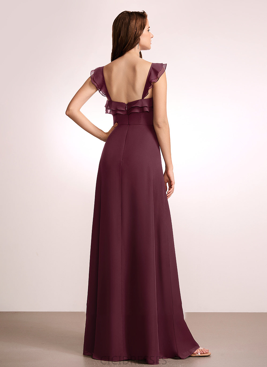 Embellishment V-neck Length Neckline A-Line Silhouette SplitFront Fabric Floor-Length Julianna Floor Length Natural Waist Bridesmaid Dresses