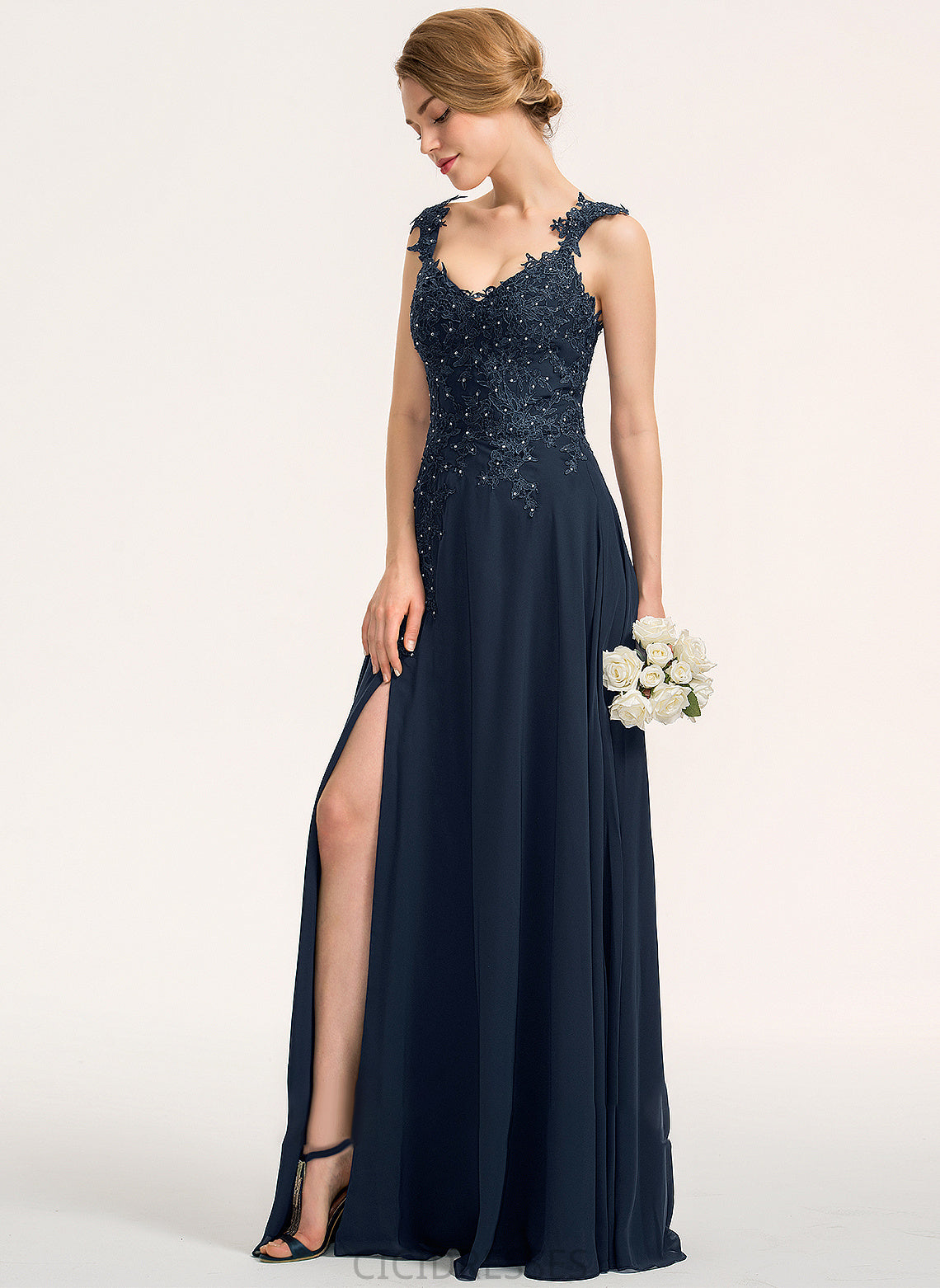 Silhouette Embellishment Length A-Line Fabric Neckline Sweetheart Beading SplitFront Floor-Length Jacqueline Floor Length Bridesmaid Dresses