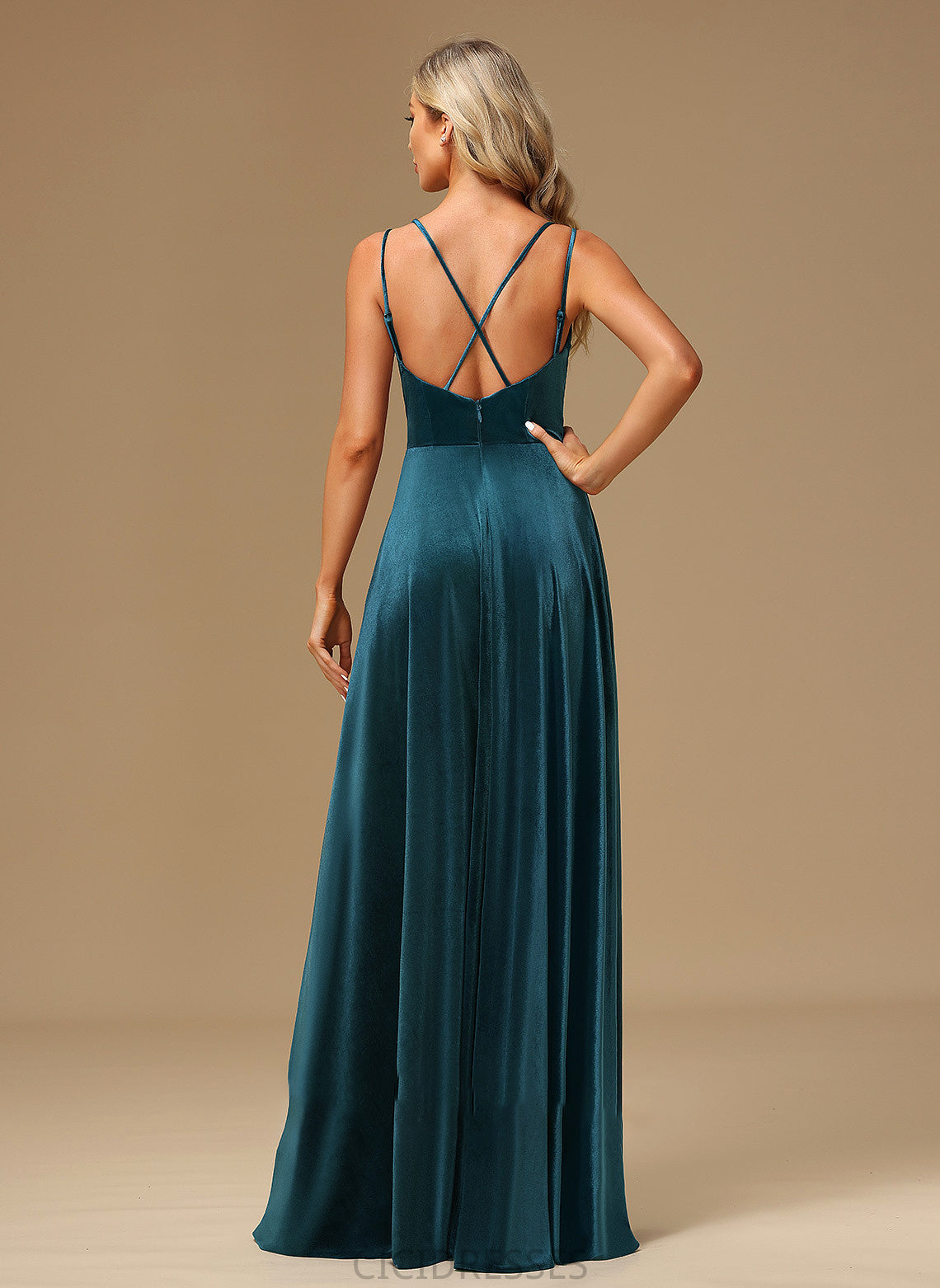 Length Fabric V-neck Neckline SplitFront Embellishment Floor-Length A-Line Silhouette Phoenix Sweetheart Natural Waist Bridesmaid Dresses