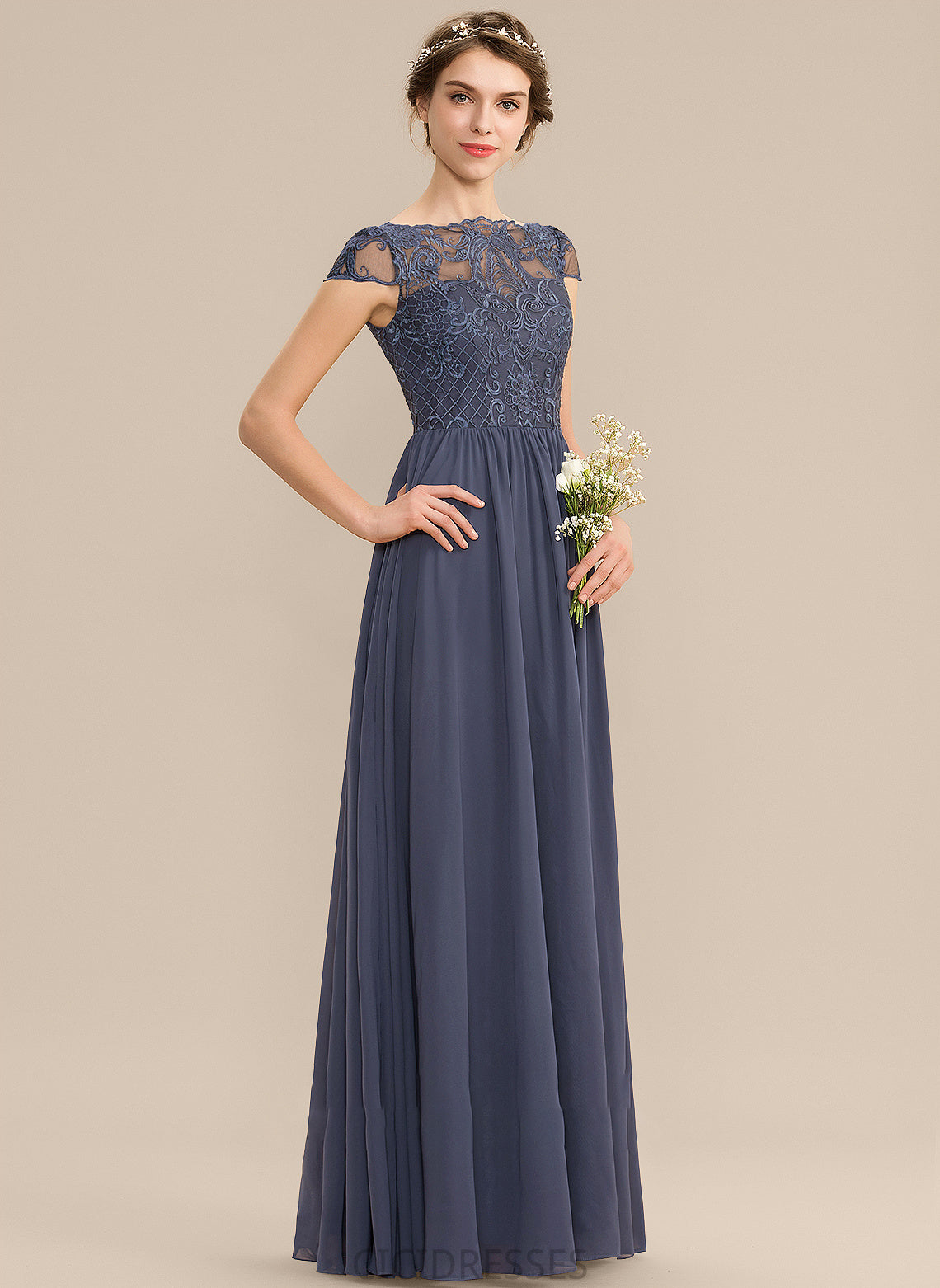 A-Line Lace ScoopNeck Straps Floor-Length Length Fabric Neckline Silhouette Piper Floor Length Sleeveless Bridesmaid Dresses