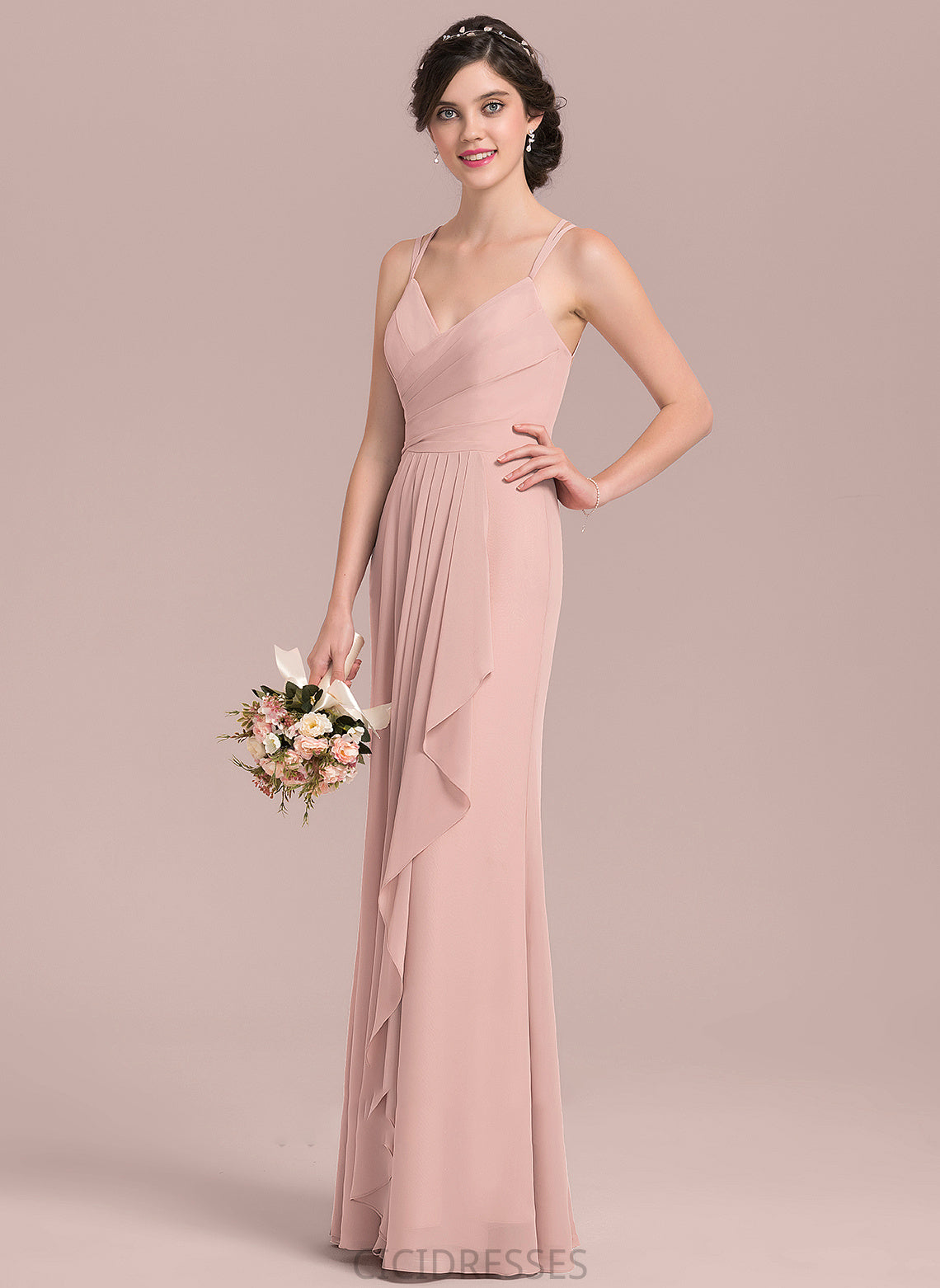 Neckline Length A-Line Embellishment Fabric Sweetheart CascadingRuffles Floor-Length Silhouette Madelyn Spaghetti Staps Floor Length Bridesmaid Dresses