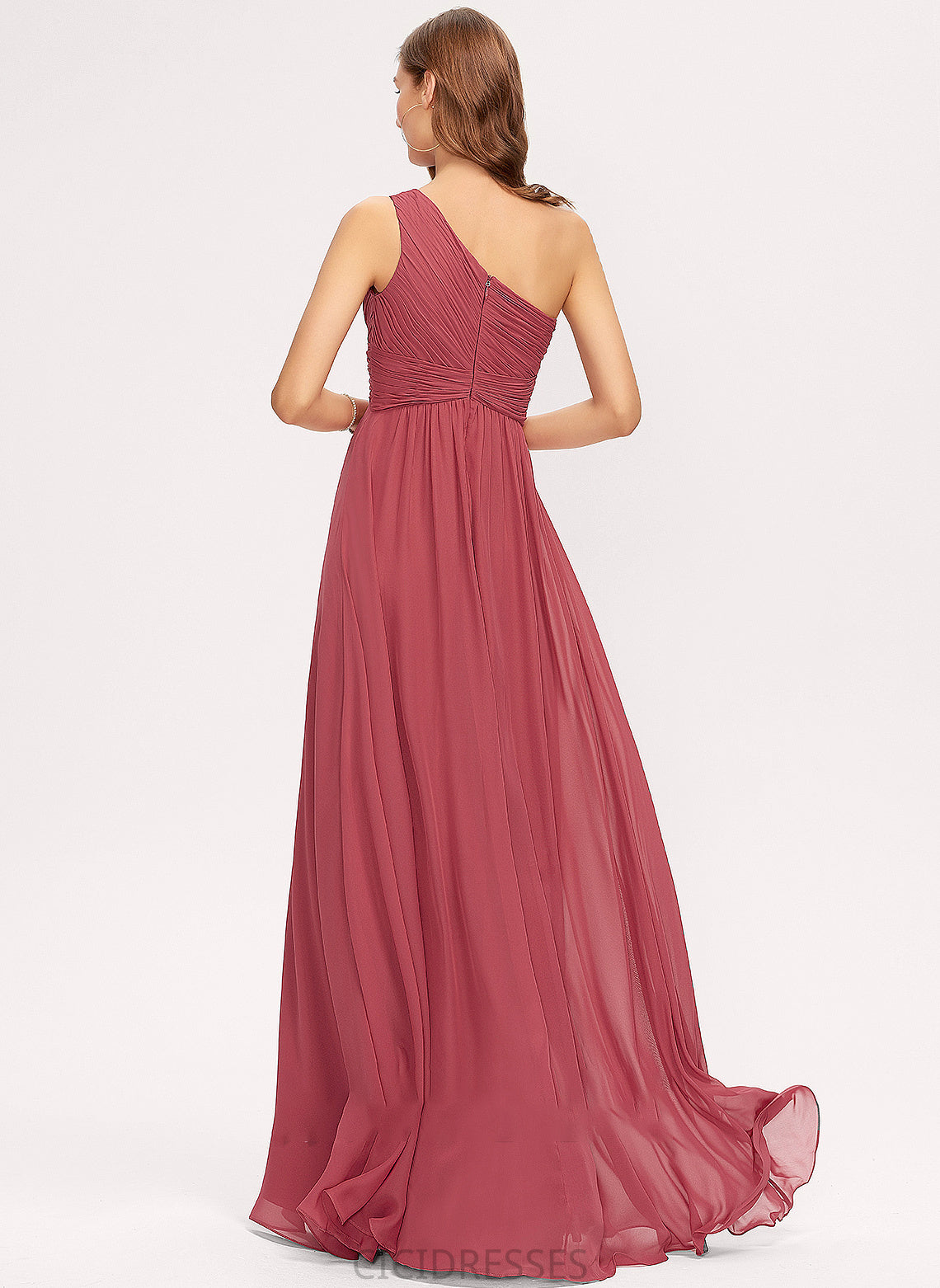 Embellishment Fabric Silhouette Neckline One-Shoulder Length Floor-Length A-Line Ruffle Hannah Sleeveless Floor Length Bridesmaid Dresses