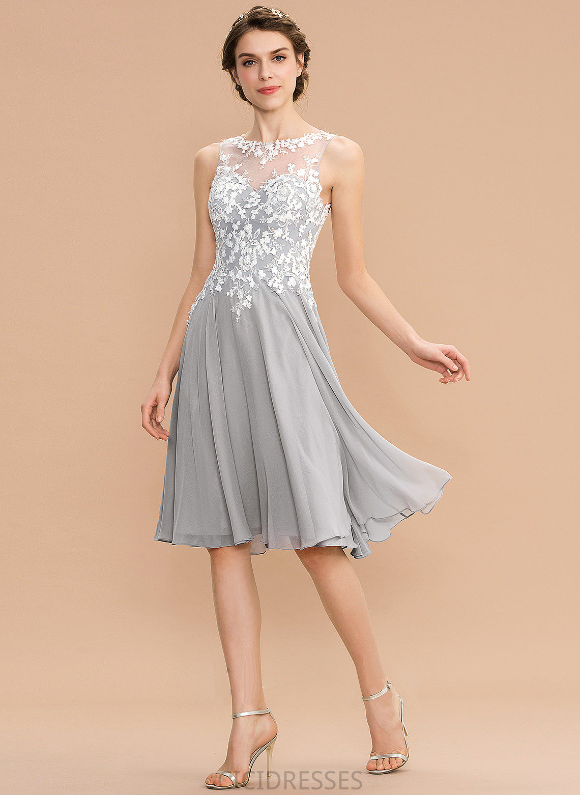 Length Neckline Silhouette Straps Knee-Length A-Line Fabric Lace ScoopNeck Nell A-Line/Princess Scoop Bridesmaid Dresses