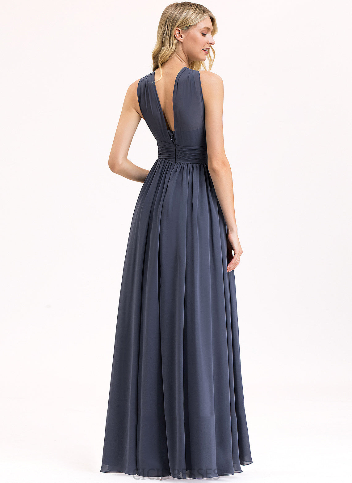 SplitFront Silhouette Ruffle V-neck Length Floor-Length A-Line Embellishment Fabric Neckline Rosalyn V-Neck Bridesmaid Dresses