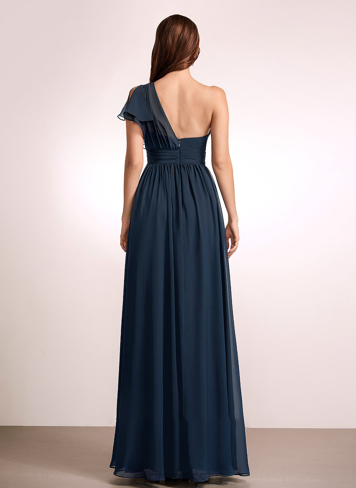 A-Line One-Shoulder Floor-Length Embellishment Silhouette Fabric Length Ruffle Neckline Annie Floor Length One Shoulder Bridesmaid Dresses