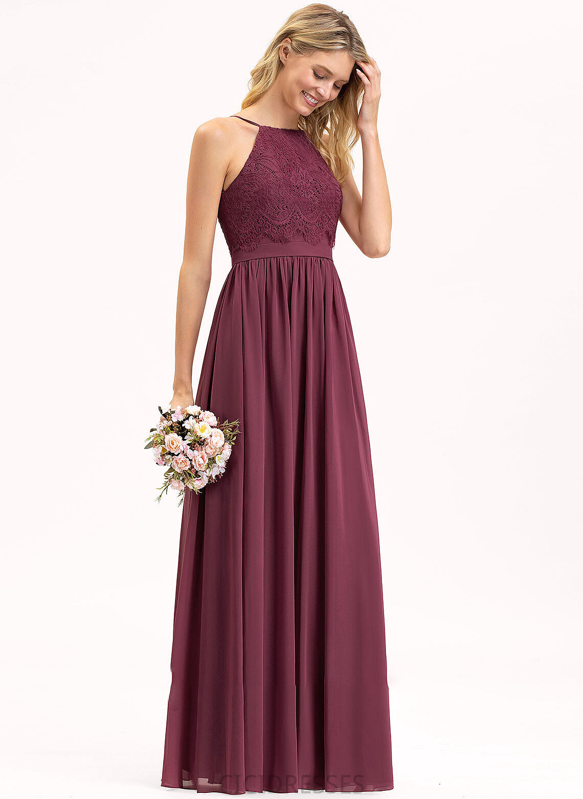 Neckline Length Silhouette Fabric Floor-Length Lace A-Line SquareNeckline Straps Alice Sleeveless Floor Length Bridesmaid Dresses