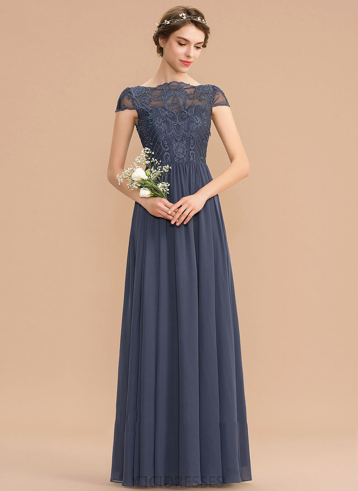 A-Line Lace ScoopNeck Straps Floor-Length Length Fabric Neckline Silhouette Piper Floor Length Sleeveless Bridesmaid Dresses