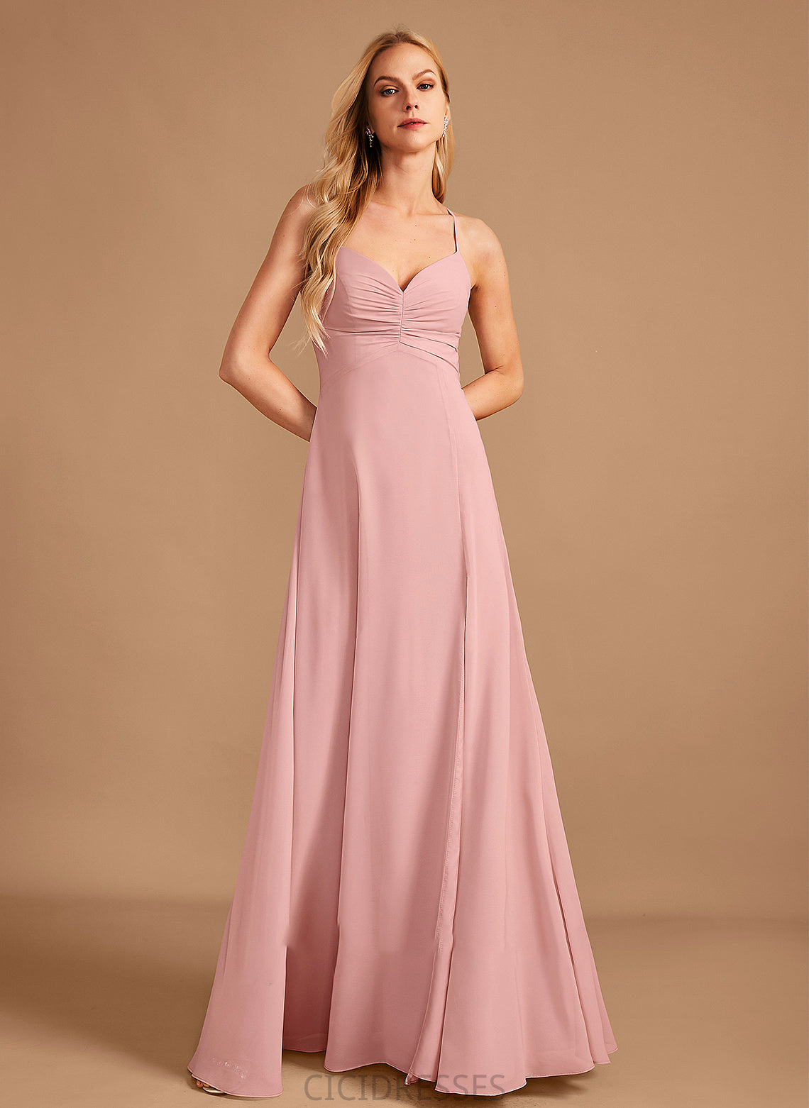 Length Embellishment A-Line Floor-Length Fabric Neckline SplitFront V-neck Silhouette Natasha A-Line/Princess Floor Length Bridesmaid Dresses