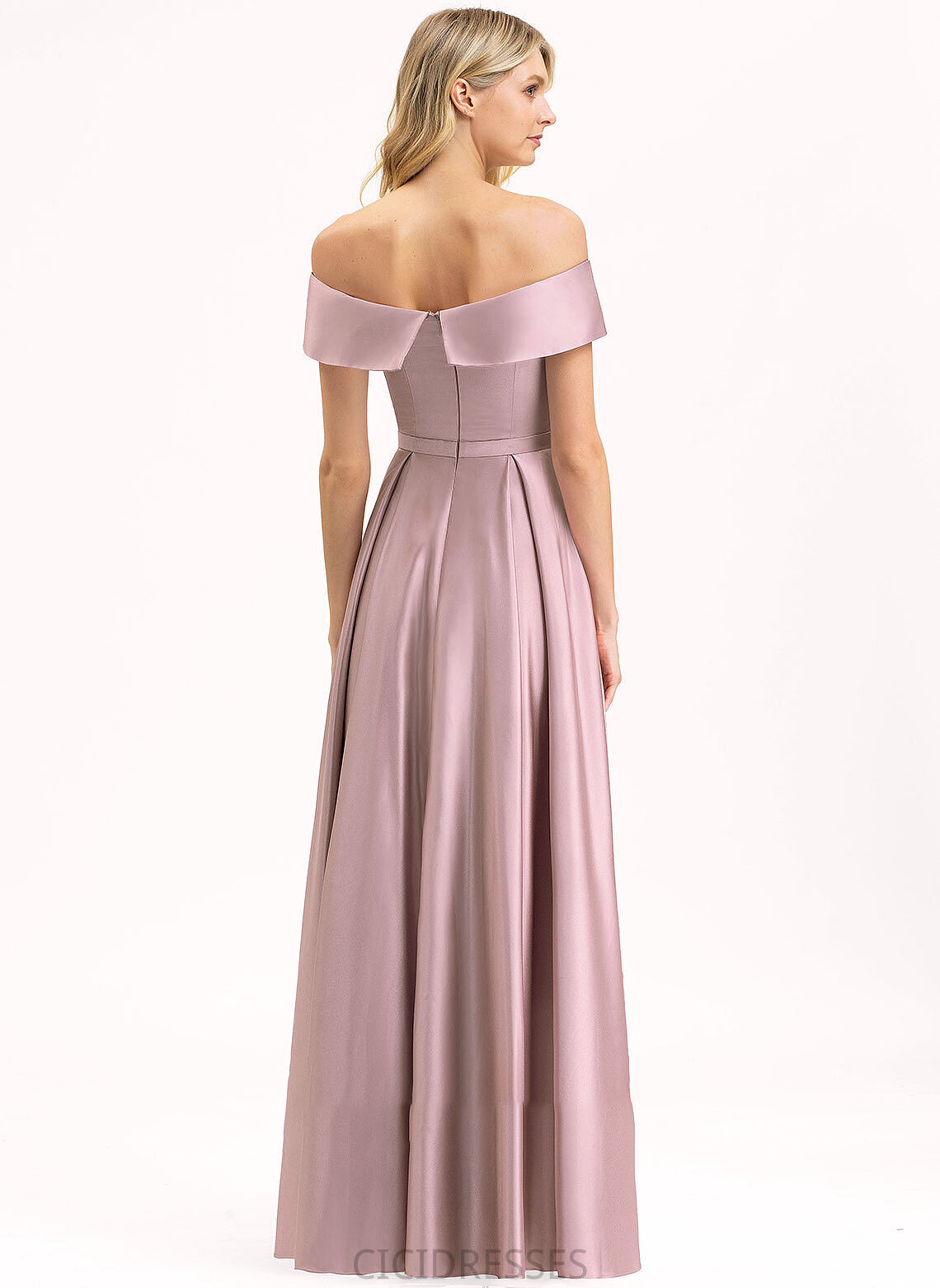 Neckline Embellishment A-Line Fabric Floor-Length Length Off-the-Shoulder Pockets Silhouette Addison Sleeveless Floor Length Bridesmaid Dresses