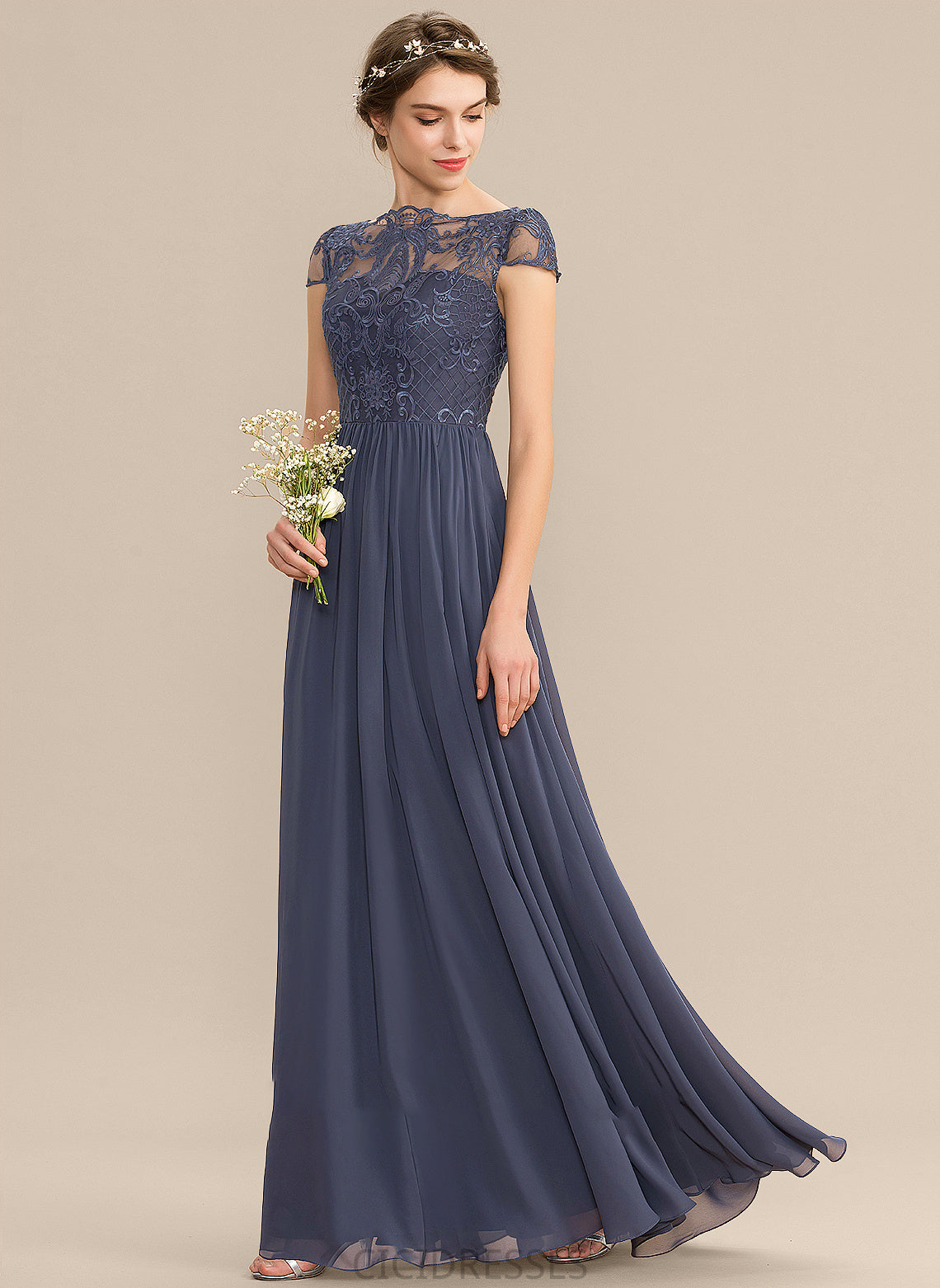 A-Line Lace ScoopNeck Straps Floor-Length Length Fabric Neckline Silhouette Piper Floor Length Sleeveless Bridesmaid Dresses