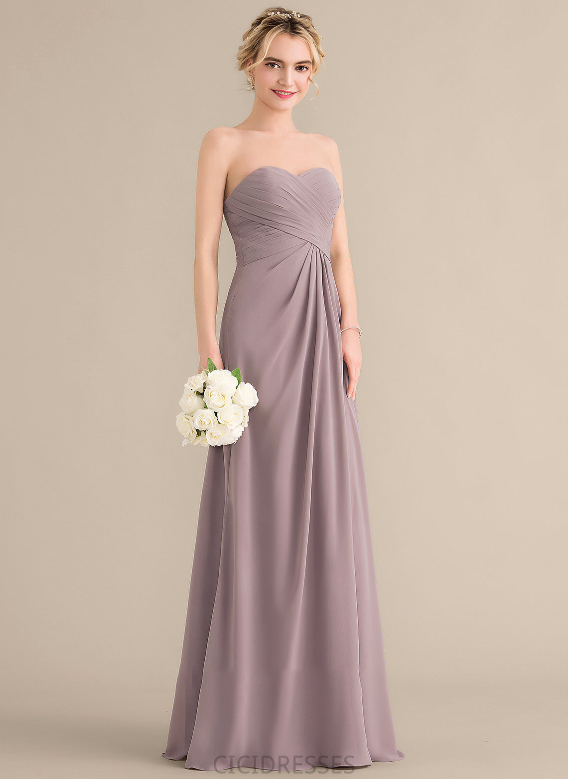 Floor-Length Length Fabric Sweetheart Ruffle Embellishment Neckline A-Line Silhouette SplitFront Alessandra Sleeveless Bridesmaid Dresses