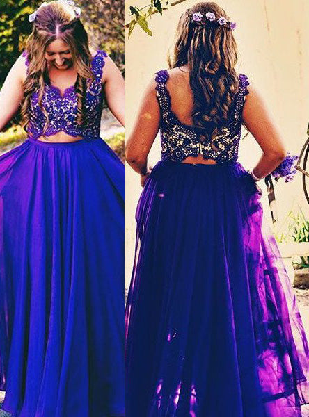 Prom Dresses Straps Lace Sleeveless A-Line Chiffon