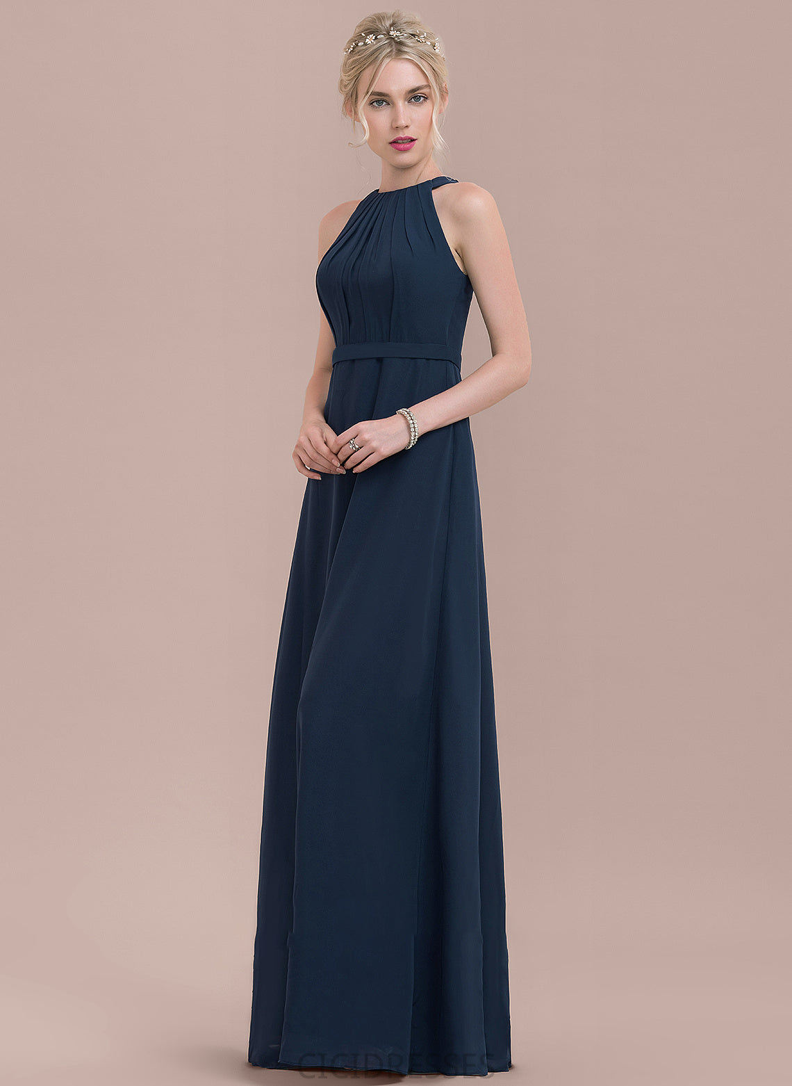 Length Neckline Fabric Embellishment Silhouette ScoopNeck Floor-Length A-Line Ruffle Willow Natural Waist Sleeveless Bridesmaid Dresses