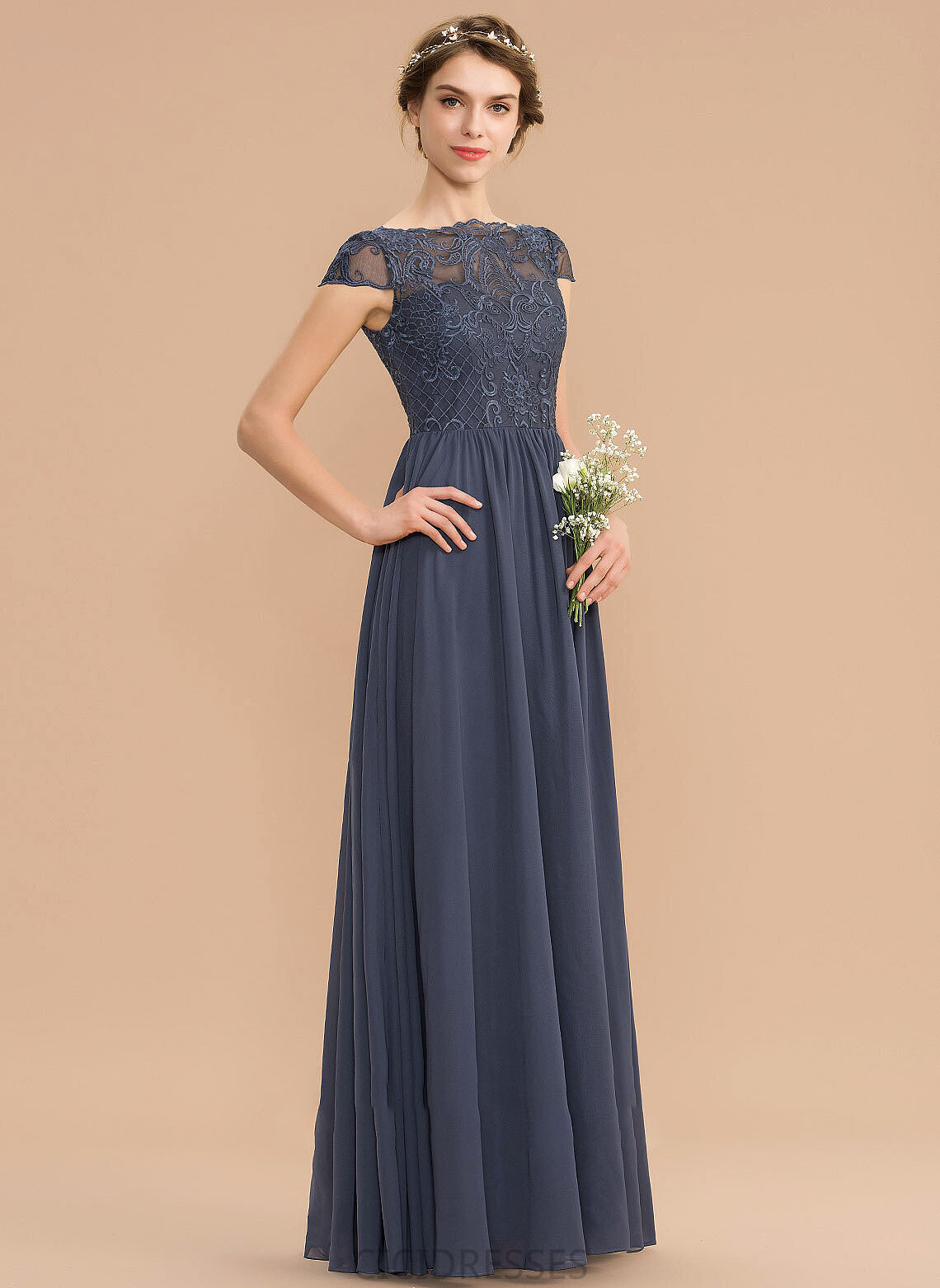 A-Line Lace ScoopNeck Straps Floor-Length Length Fabric Neckline Silhouette Piper Floor Length Sleeveless Bridesmaid Dresses