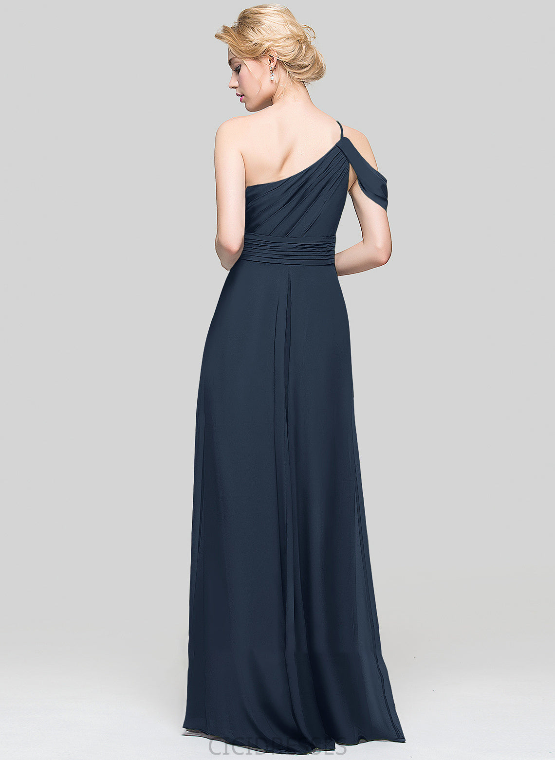 Embellishment Silhouette Length A-Line Neckline One-Shoulder Floor-Length Ruffle Fabric Erica Floor Length Sleeveless Bridesmaid Dresses