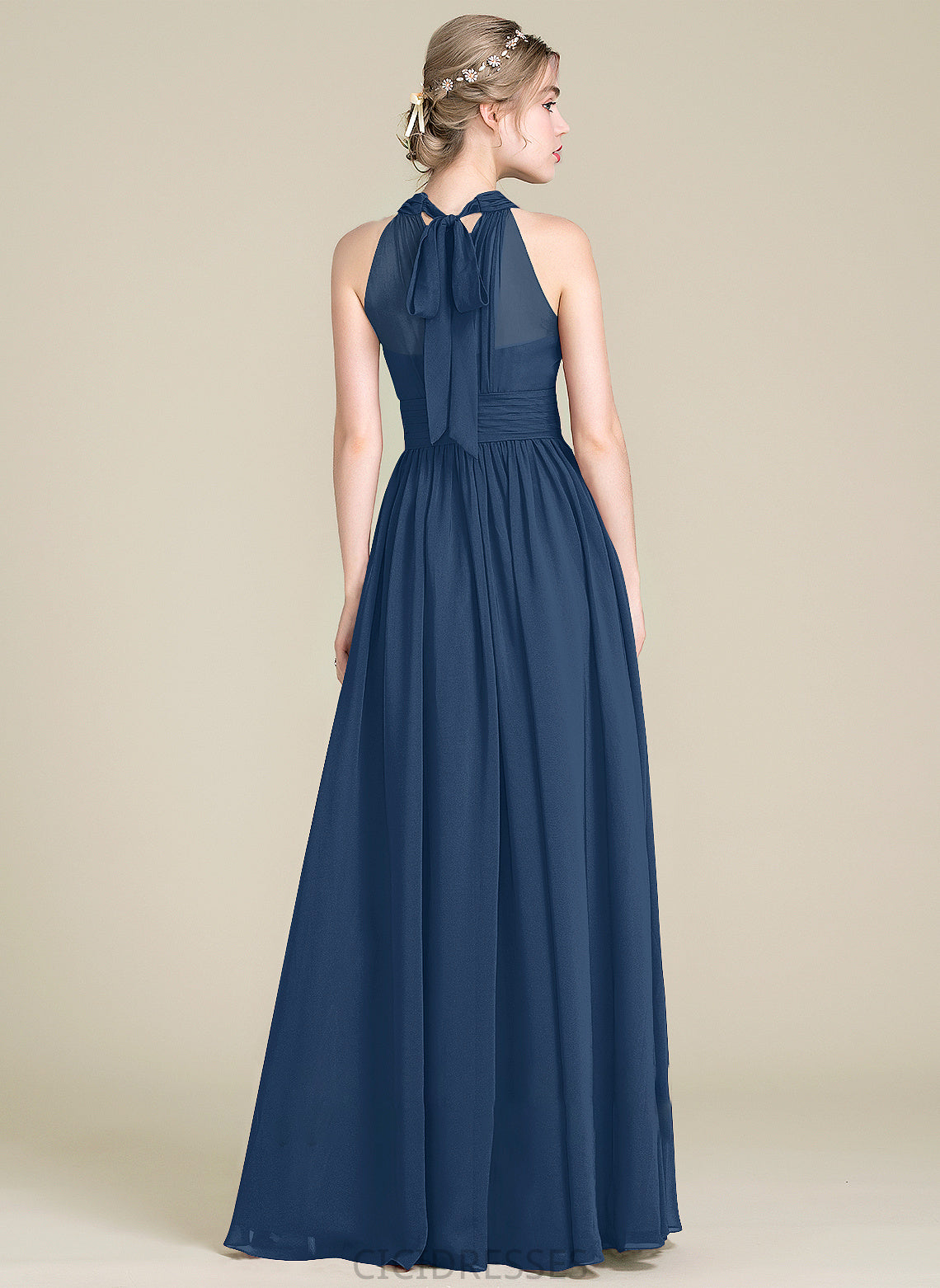 Embellishment Bow(s) ScoopNeck Fabric Floor-Length Silhouette SplitFront Ruffle A-Line Length Neckline Yareli Bridesmaid Dresses