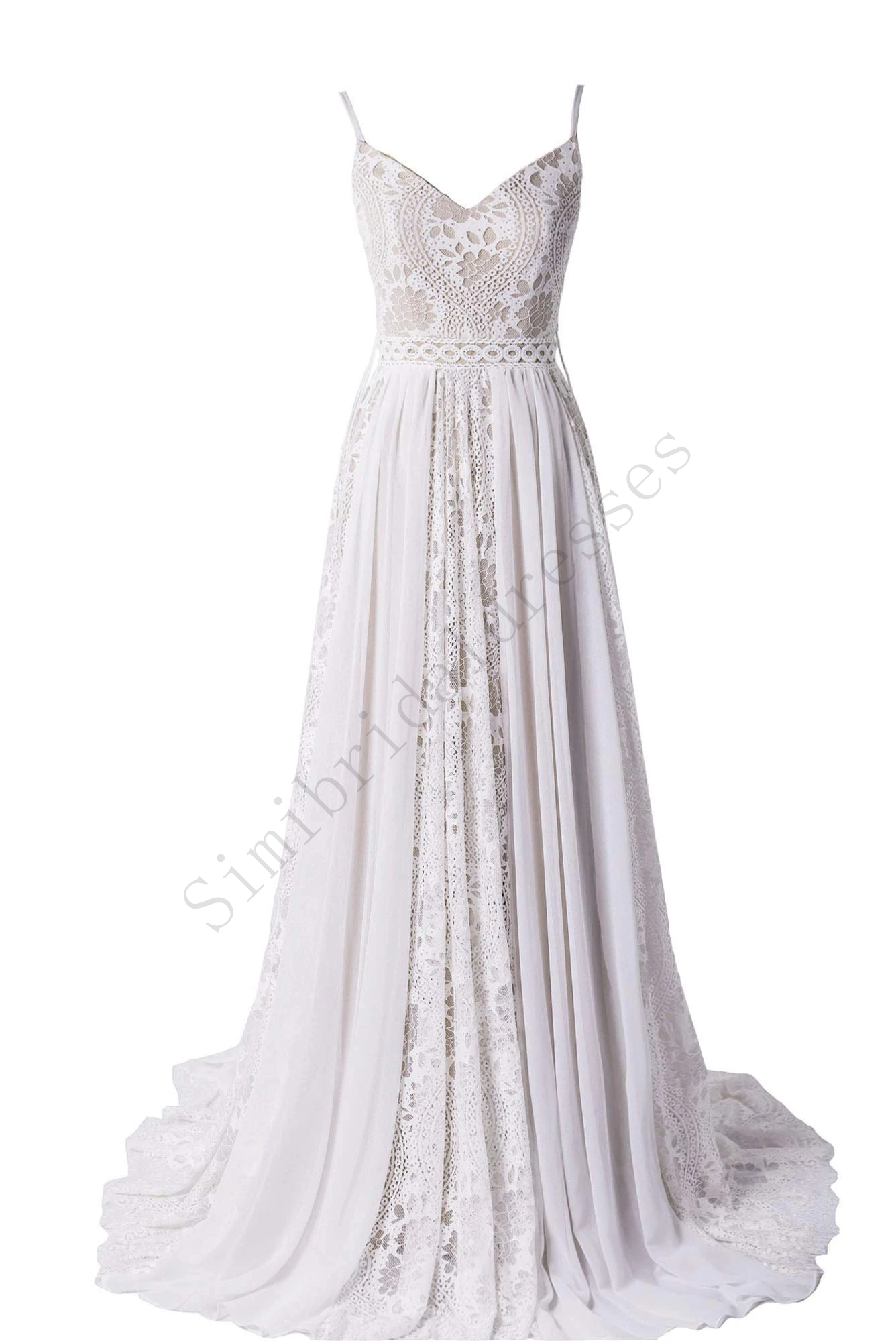 New Arrival Bohemian Spaghetti Straps Beach Wedding Dresses With Adjustable Drawstring B0010