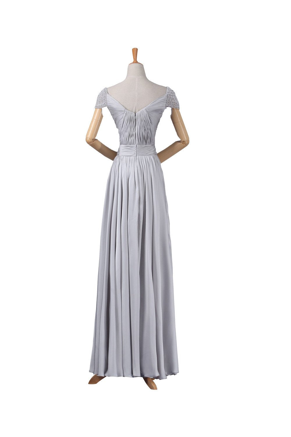 Modest Gray Chiffon Long Prom Dresses ED0661