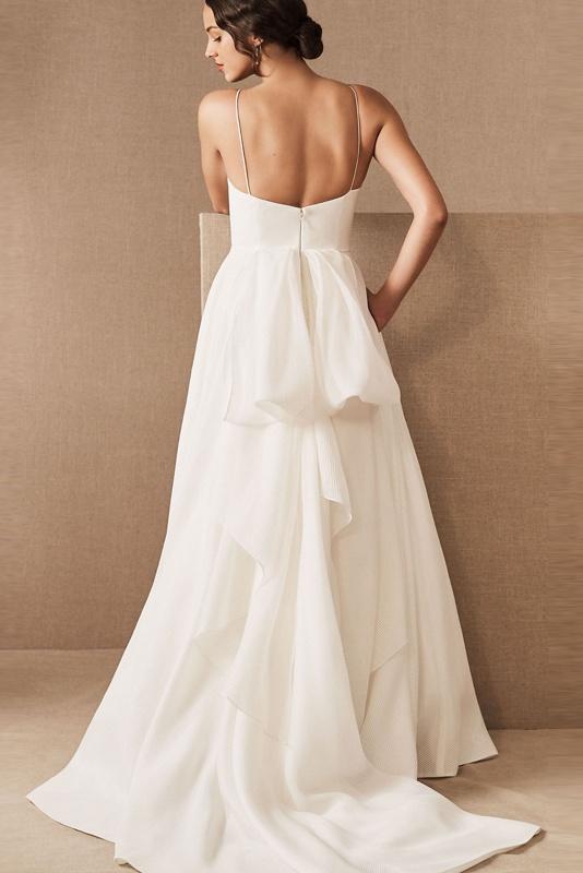 Spaghetti Straps Zipper Back Long Simple Style Ivory Wedding Dresses Bridal Dress Y0105