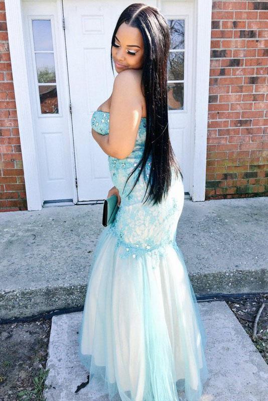 Unique Sweetheart Mermaid Plus Size Prom Dress with Appliques, Floor Length Dress N2228