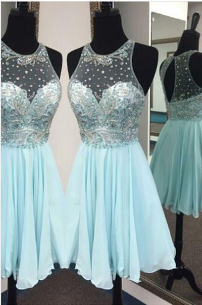 Charming Light Blue Homecoming Dresses,Beaded Chiffon Homecoming Dresses,Cute Homecoming Dresses,Cheap Homecoming Gowns,Juniors Homecoming Dresses,N135