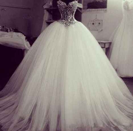 Gorgeous Crystal Beading Tulle Ball Gown prom dress Wedding Dresses CD1020