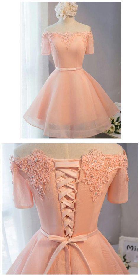 A-line/Princess Party Homecoming Dresses Short Pink Dresses With Lace Up CD10426