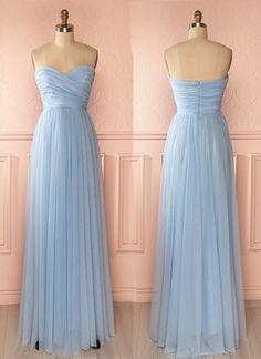 Sweetheart neck baby blue chiffon long A-line prom dress, bridesmaid dresses CD10567