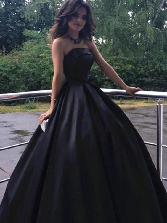 Ball Gown Black Prom Dress Cheap Long Plus Size Prom Dress CD11694