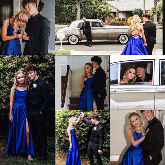 2024 Long Prom Dresses with Cross Back, Royal blue Prom Dresses Party Dresses CD11905