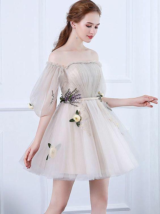 Mini Off-the-Shoulder Cocktail Homecoming Dress, Charming Party Dress CD14344