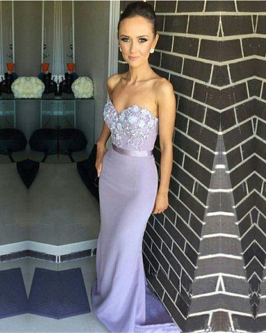 prom dress Stunning Lace Flowers Sweetheart Mermaid Long Bridesmaid Dresses CD15904