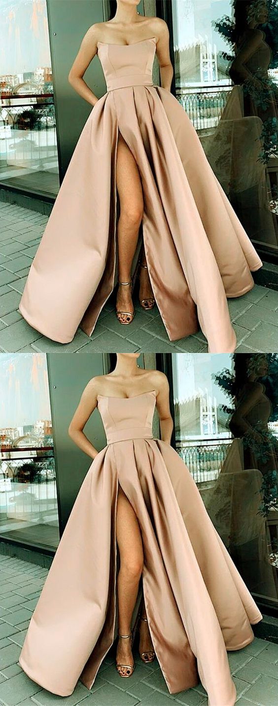 Champagne Prom Dresses With Pockets CD16366