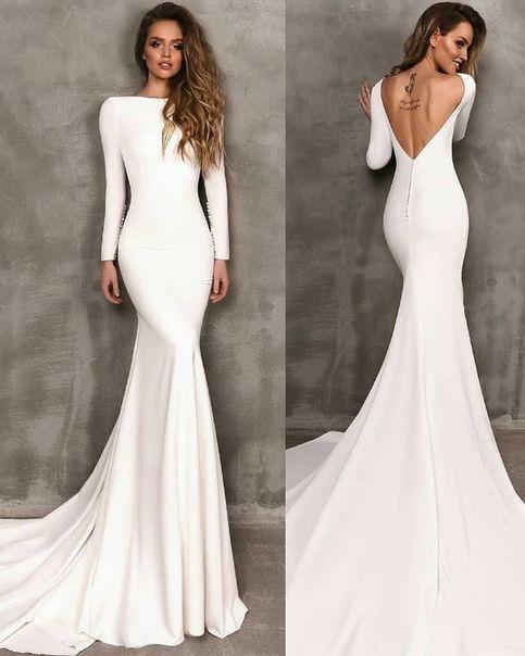 Mermaid Wedding Dress, Long Cowl Back Wedding Dress Wedding Gown CD17124