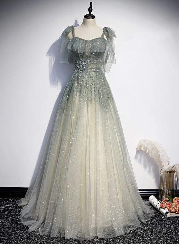 Elegant tulle long A line prom dress evening dress CD17153