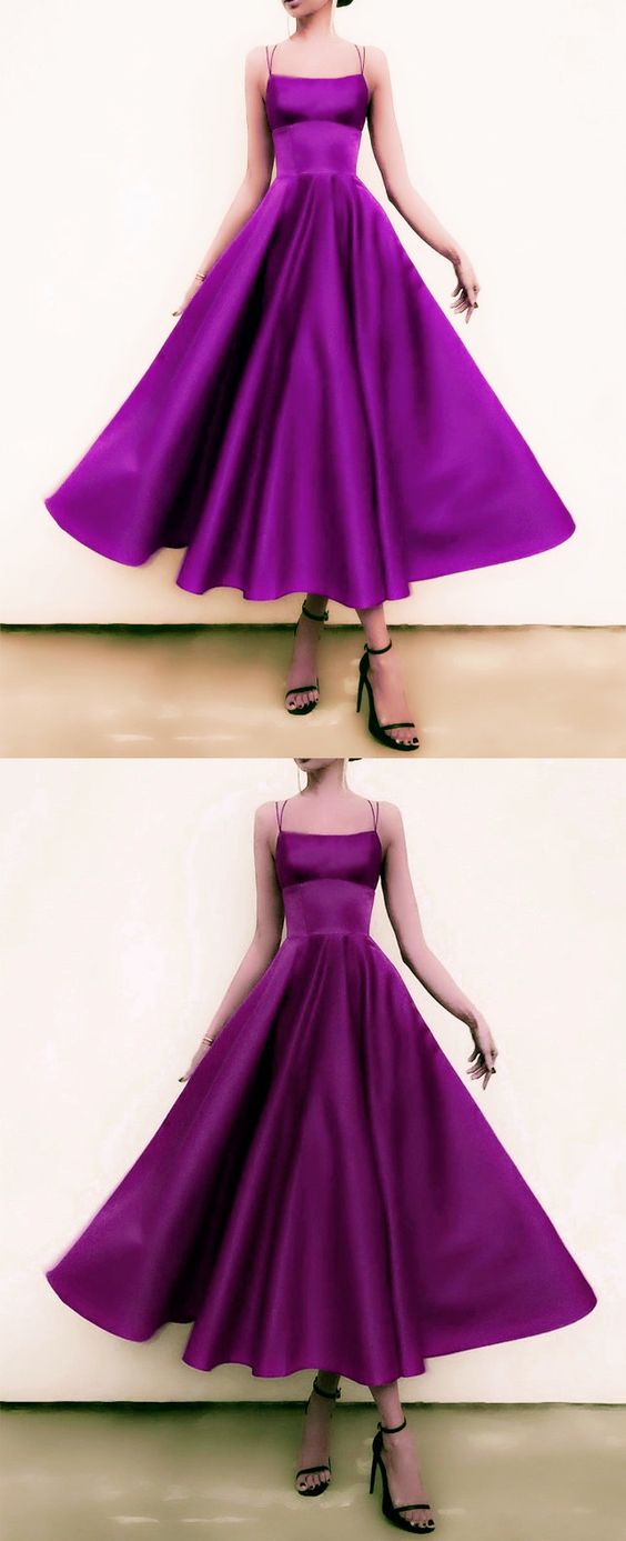 Purple Ball Gown Satin Dresses prom dresses CD18555