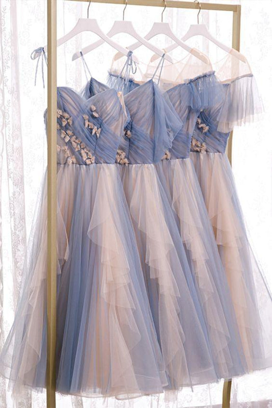 tea length blue bridesmaid dresses prom dress bridesmaid dresses CD18560