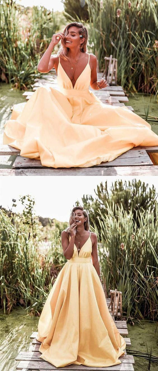 yellow Prom Dress Graduation Party Dresses, Prom Dresses For Teens CD19016