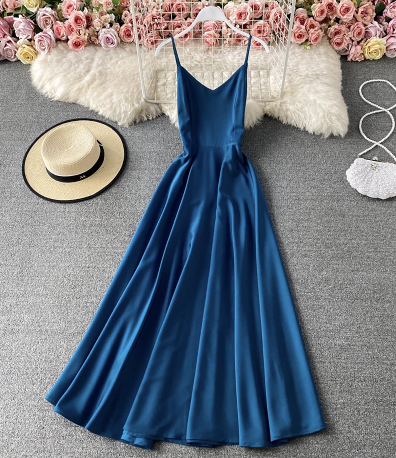 Simple A line v neck dress fashion prom dress CD19191