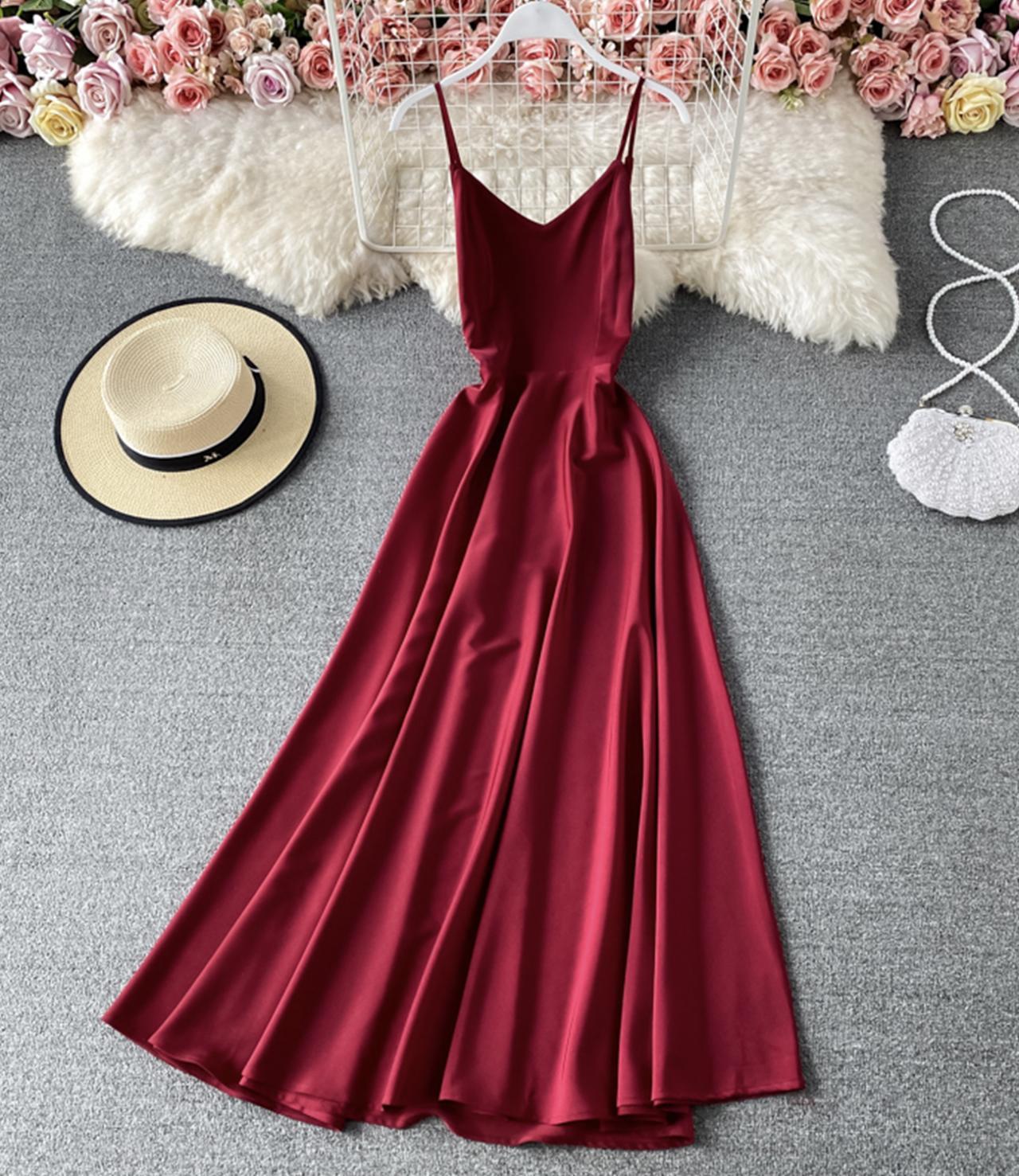 Simple A line v neck dress fashion prom dress CD19191