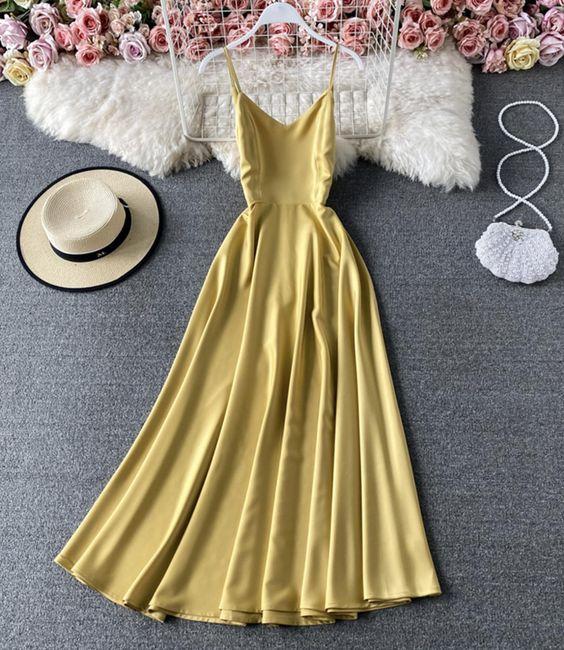 Simple A line v neck dress fashion prom dress CD19191