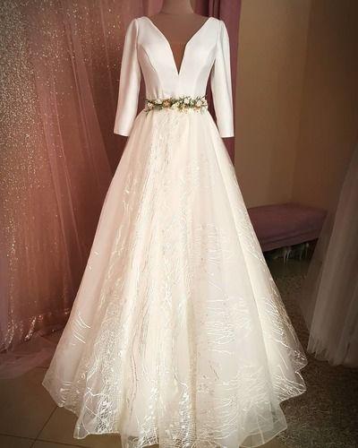 Long Sleeve Satin Wedding Dresses, Wedding Dress, Custom Made Wedding Gown Prom Dresses CD19362